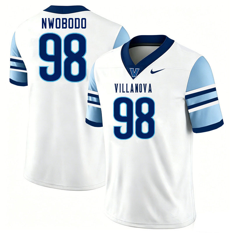 Villanova Wildcats #98 Obinna Nwobodo College Football Jerseys,Uniforms-White